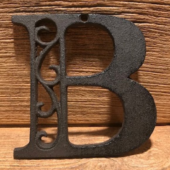 Cast Iron ANY LETTER 4 5/8" tall Raw Rustic Brown Ornate Cast Iron 0184-0557 - Picture 4 of 16